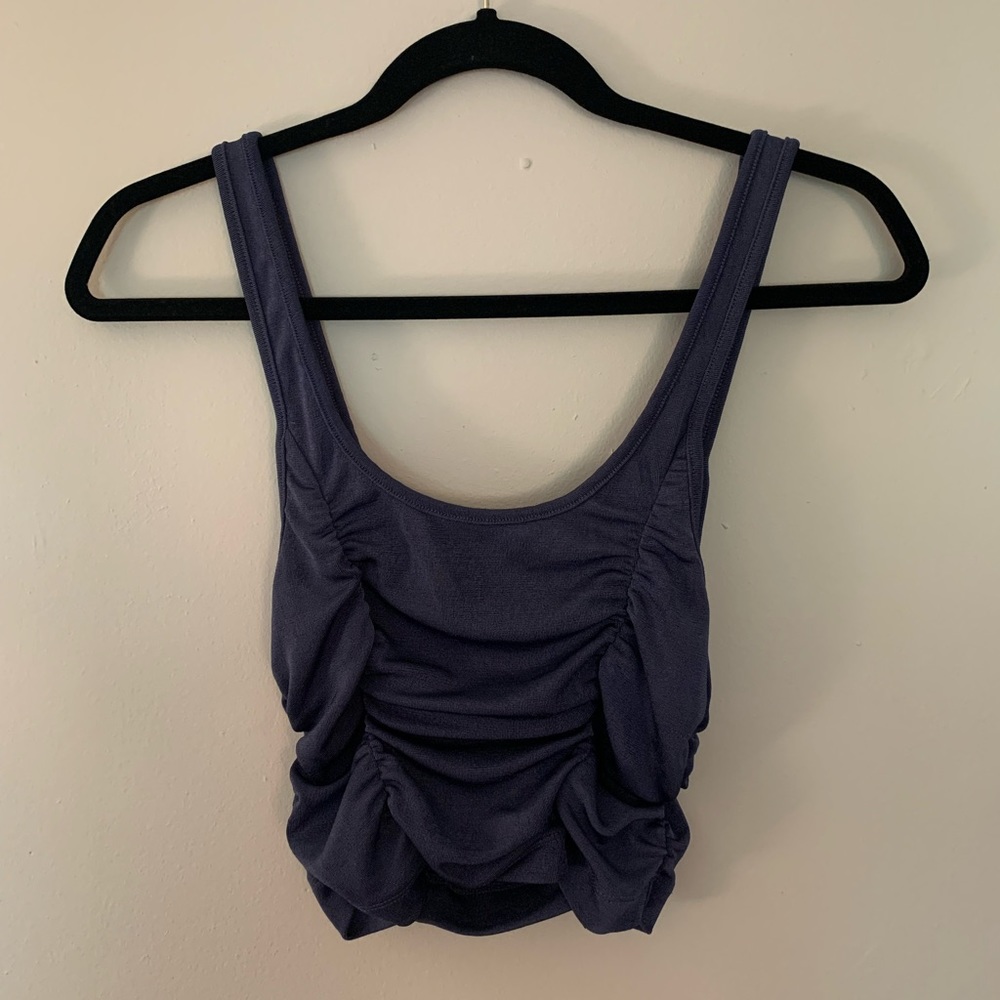 Urban Outfitters Scrunched Navy Blue Cropped Tank Top, Size Medium